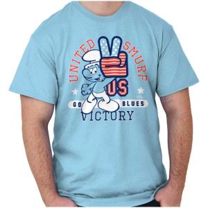 United Smurf Americana Varsity Graphic T Shirt Men or Women(Sky)