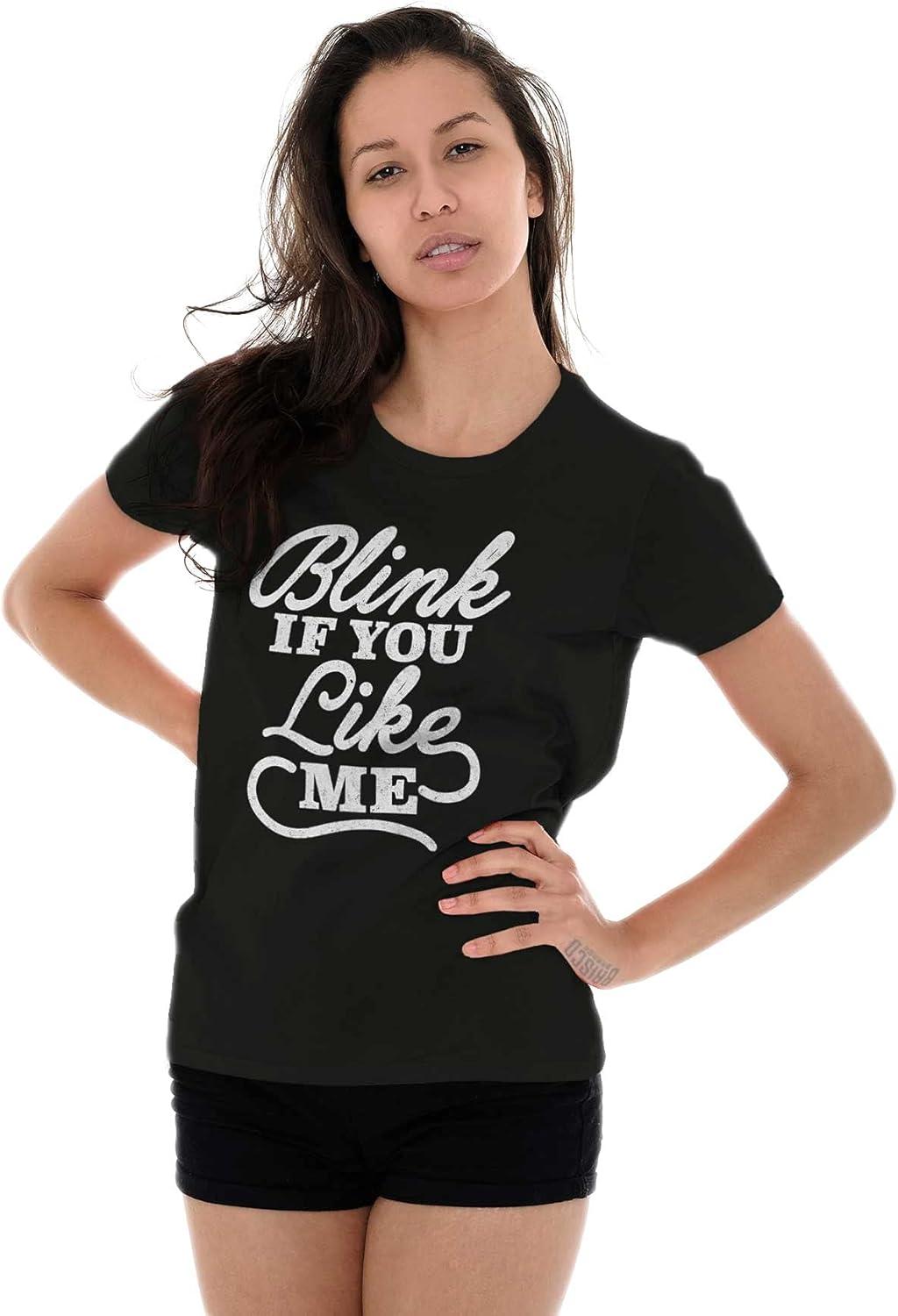 imageBlink If You Like Me Funny Sarcastic Womens Slim Fit Graphic TeeBlack