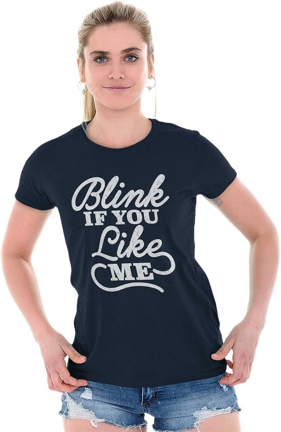 imageBlink If You Like Me Funny Sarcastic Womens Slim Fit Graphic TeeNavy