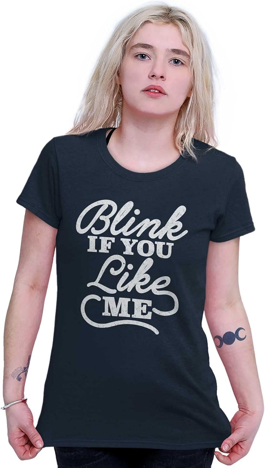 imageBlink If You Like Me Funny Sarcastic Womens Slim Fit Graphic TeeNavy