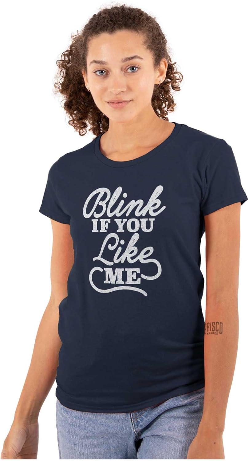 imageBlink If You Like Me Funny Sarcastic Womens Slim Fit Graphic TeeNavy