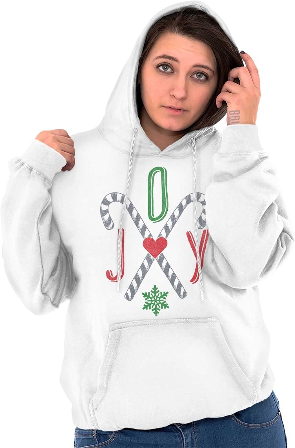 imageBrisco Brands Christmas Candy Cane Joy Hoodie Sweatshirt WomenWhite