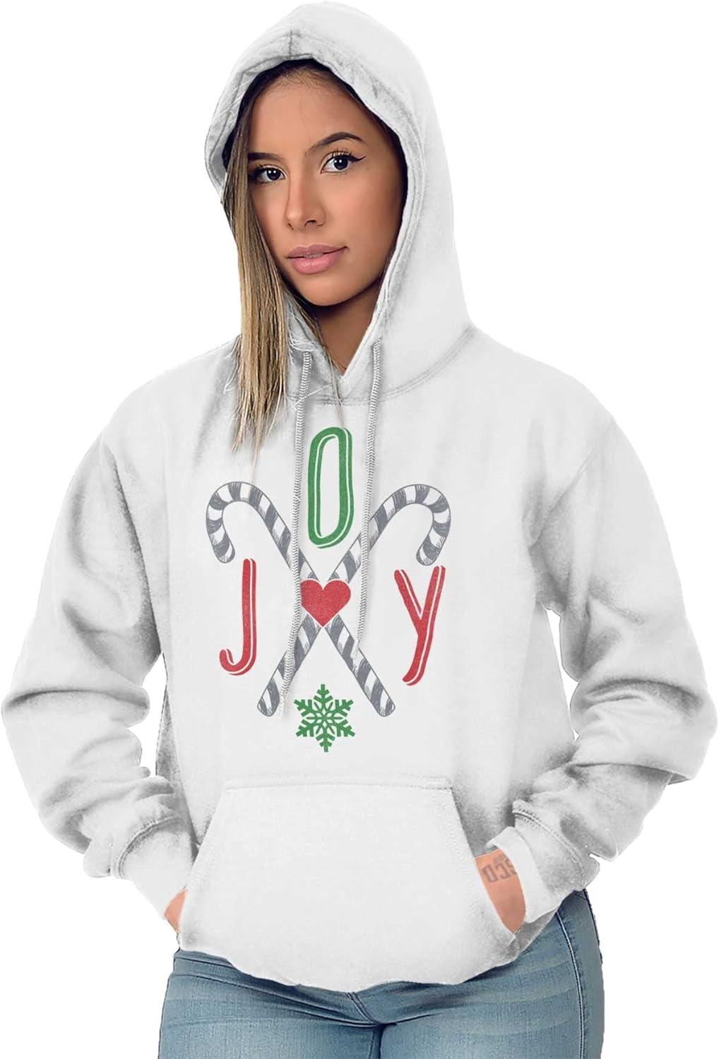 imageBrisco Brands Christmas Candy Cane Joy Hoodie Sweatshirt WomenWhite