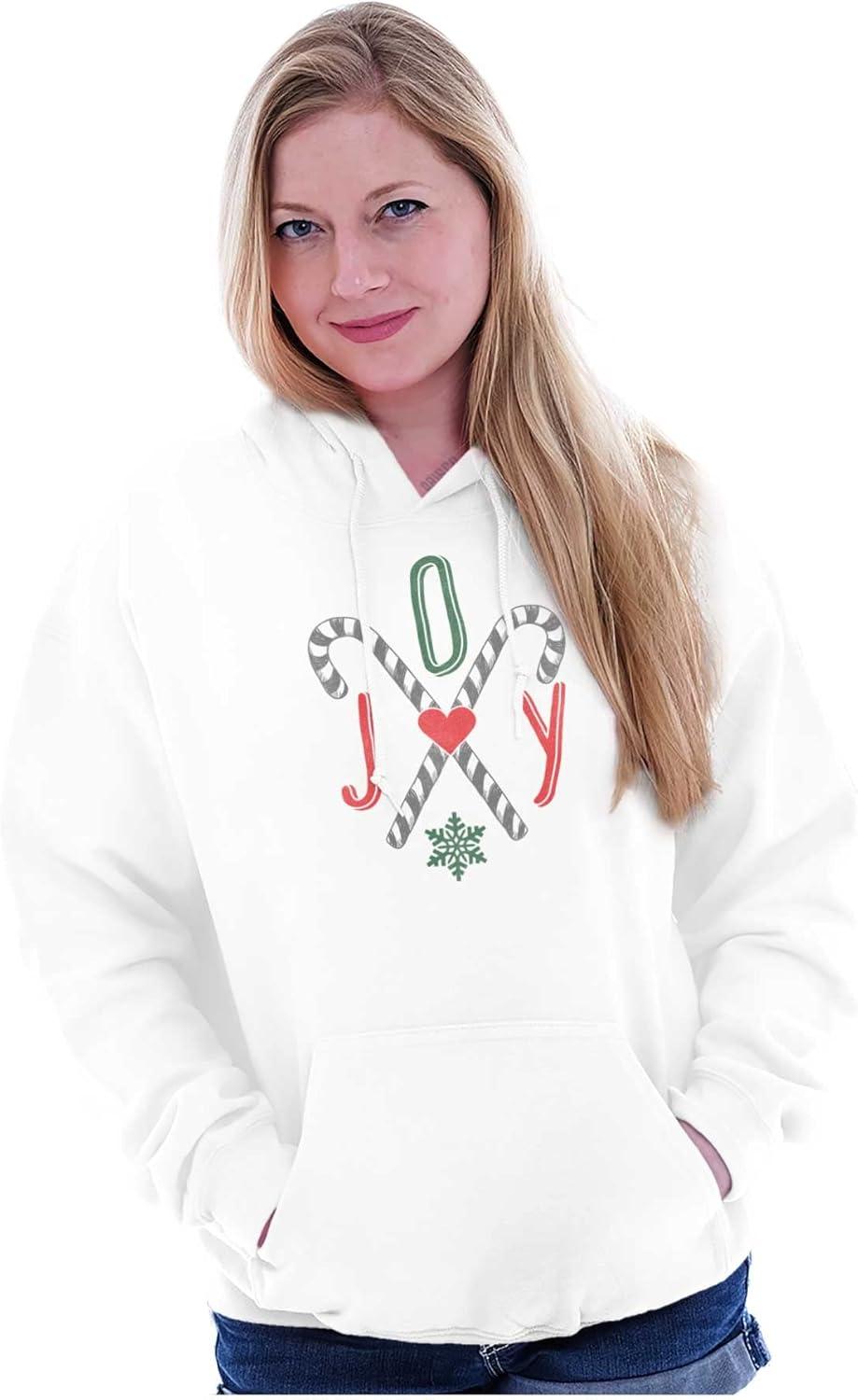 imageBrisco Brands Christmas Candy Cane Joy Hoodie Sweatshirt WomenWhite