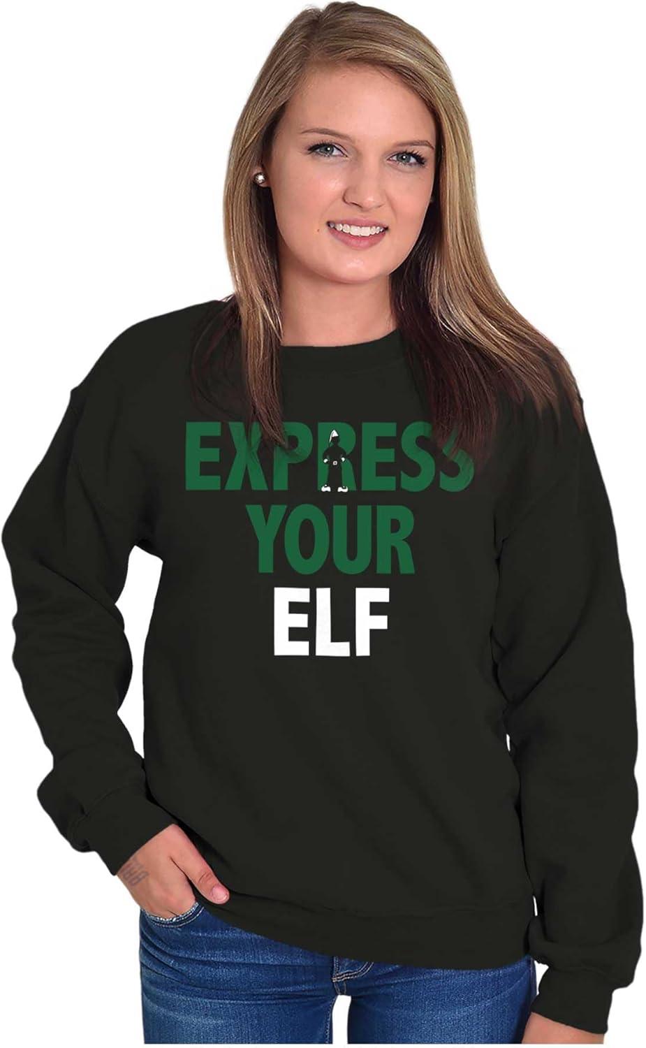 imageBrisco Brands Christmas Express Your Elf Xmas Sweatshirt for Men or WomenBlack