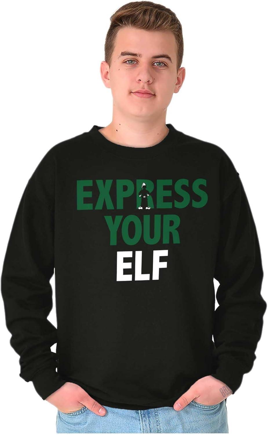 imageBrisco Brands Christmas Express Your Elf Xmas Sweatshirt for Men or WomenBlack