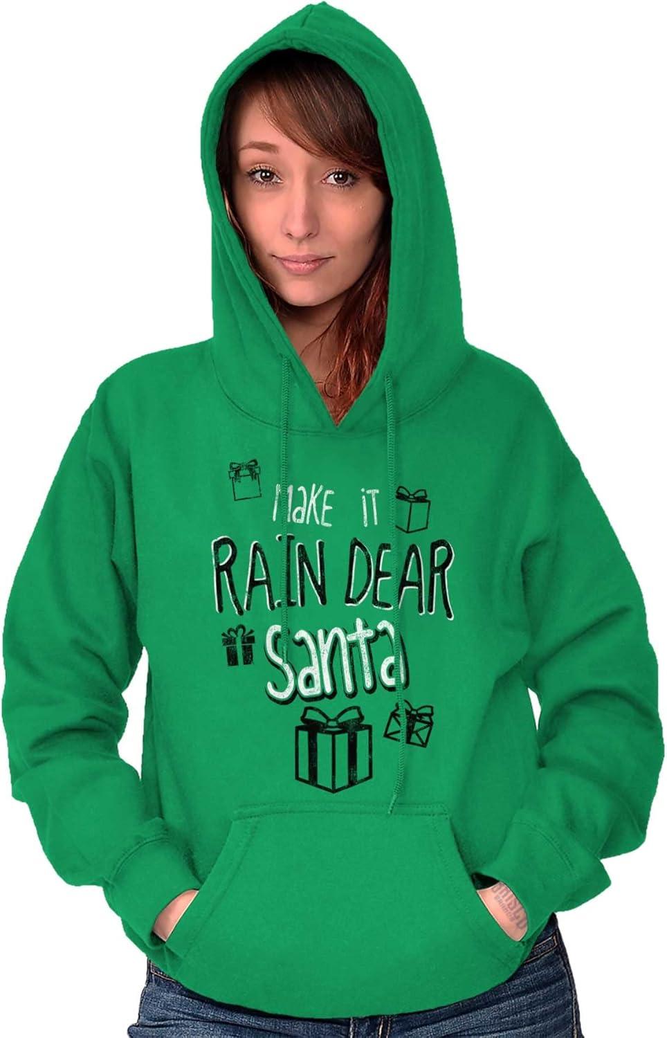 imageBrisco Brands Christmas Make It Rain Dear Santa Hoodie Sweatshirt Women MenIrish Green