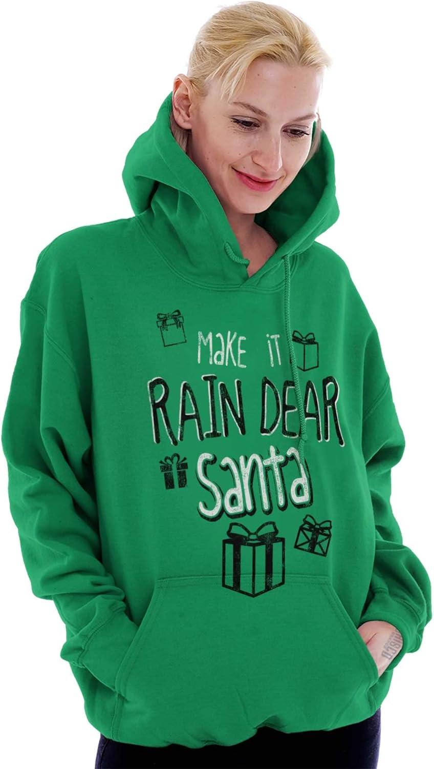 imageBrisco Brands Christmas Make It Rain Dear Santa Hoodie Sweatshirt Women MenIrish Green
