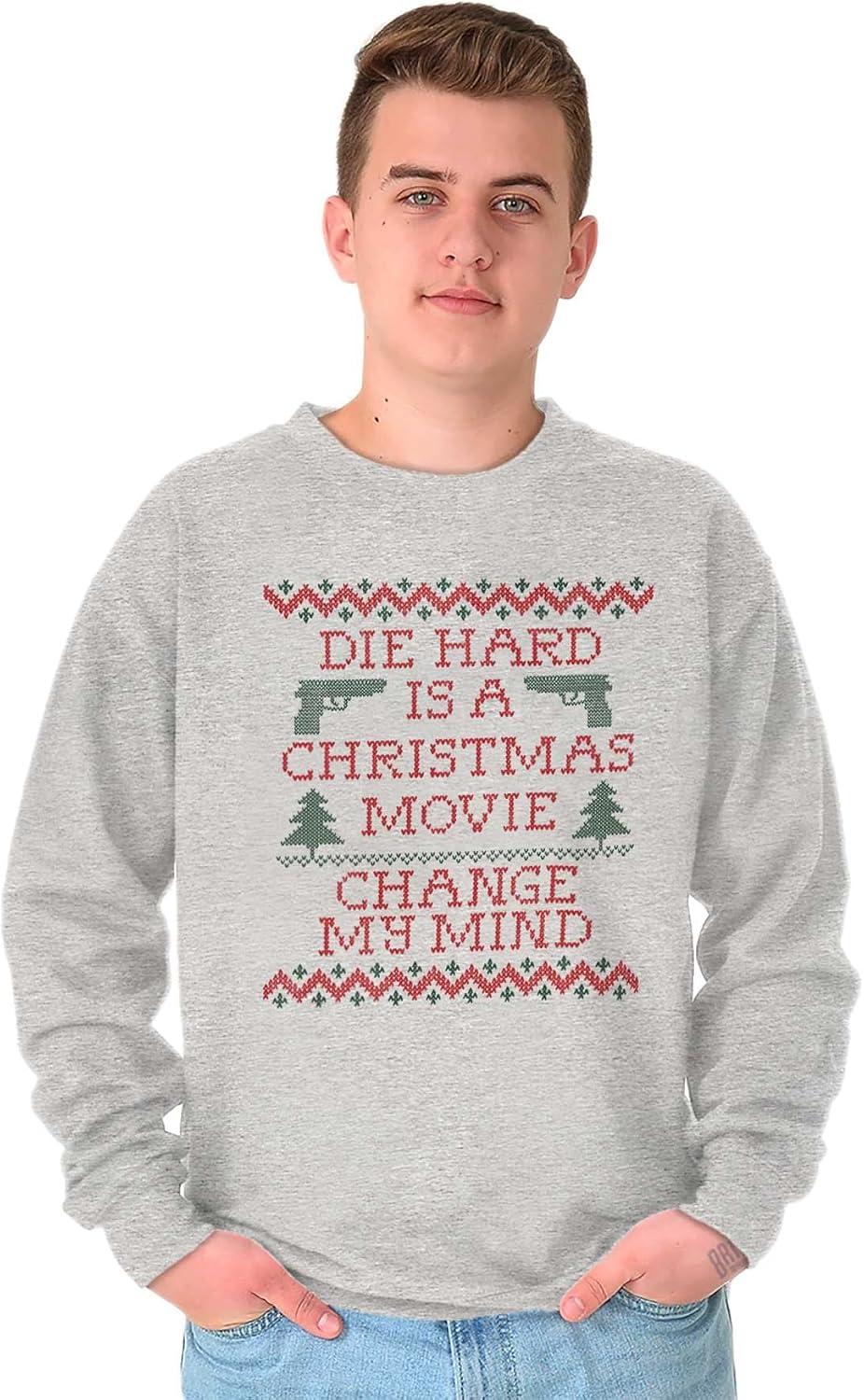 imageBrisco Brands Christmas Movie Change My Mind Sweatshirt for Men or WomenSport Grey