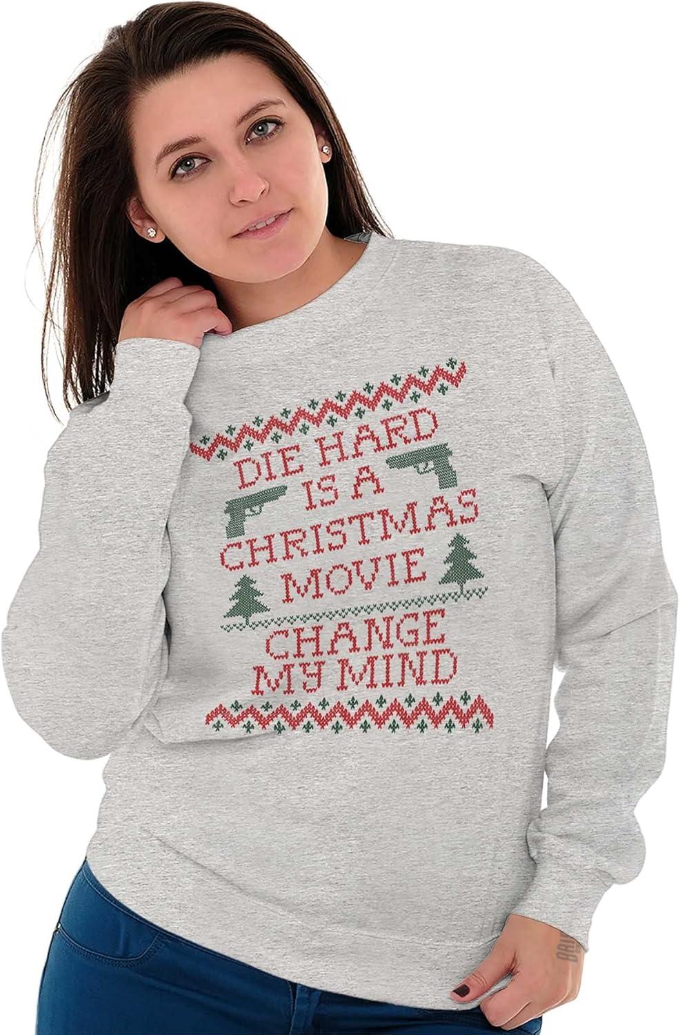 imageBrisco Brands Christmas Movie Change My Mind Sweatshirt for Men or WomenSport Grey