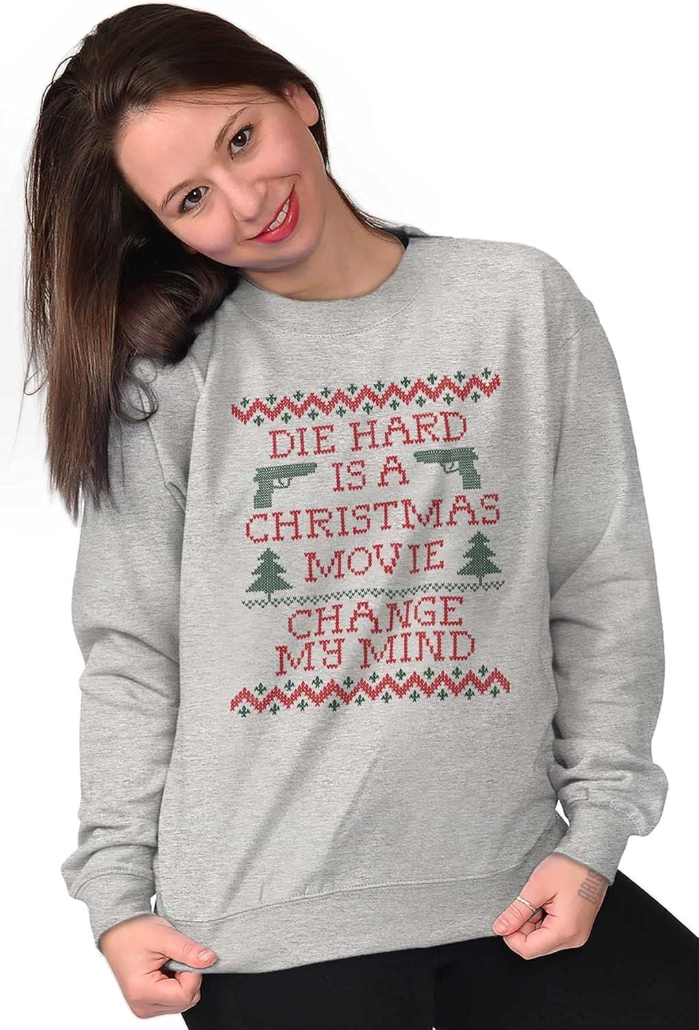 imageBrisco Brands Christmas Movie Change My Mind Sweatshirt for Men or WomenSport Grey