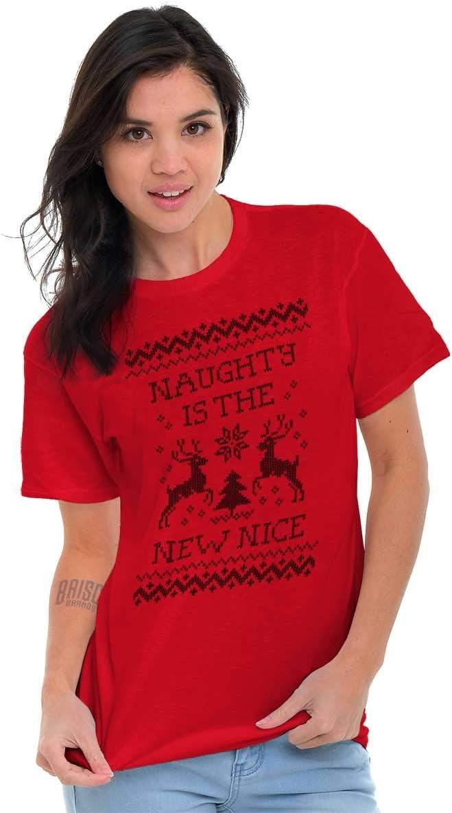 imageBrisco Brands Christmas Naughty is The New Nice Graphic T Shirt Men or WomenRed