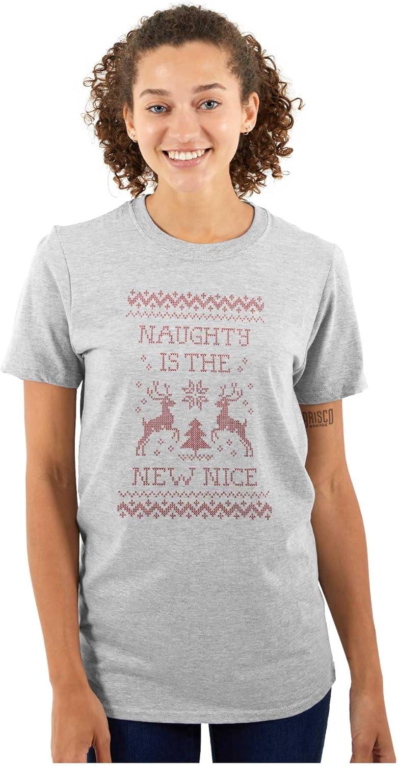 imageBrisco Brands Christmas Naughty is The New Nice Graphic T Shirt Men or WomenSport Grey