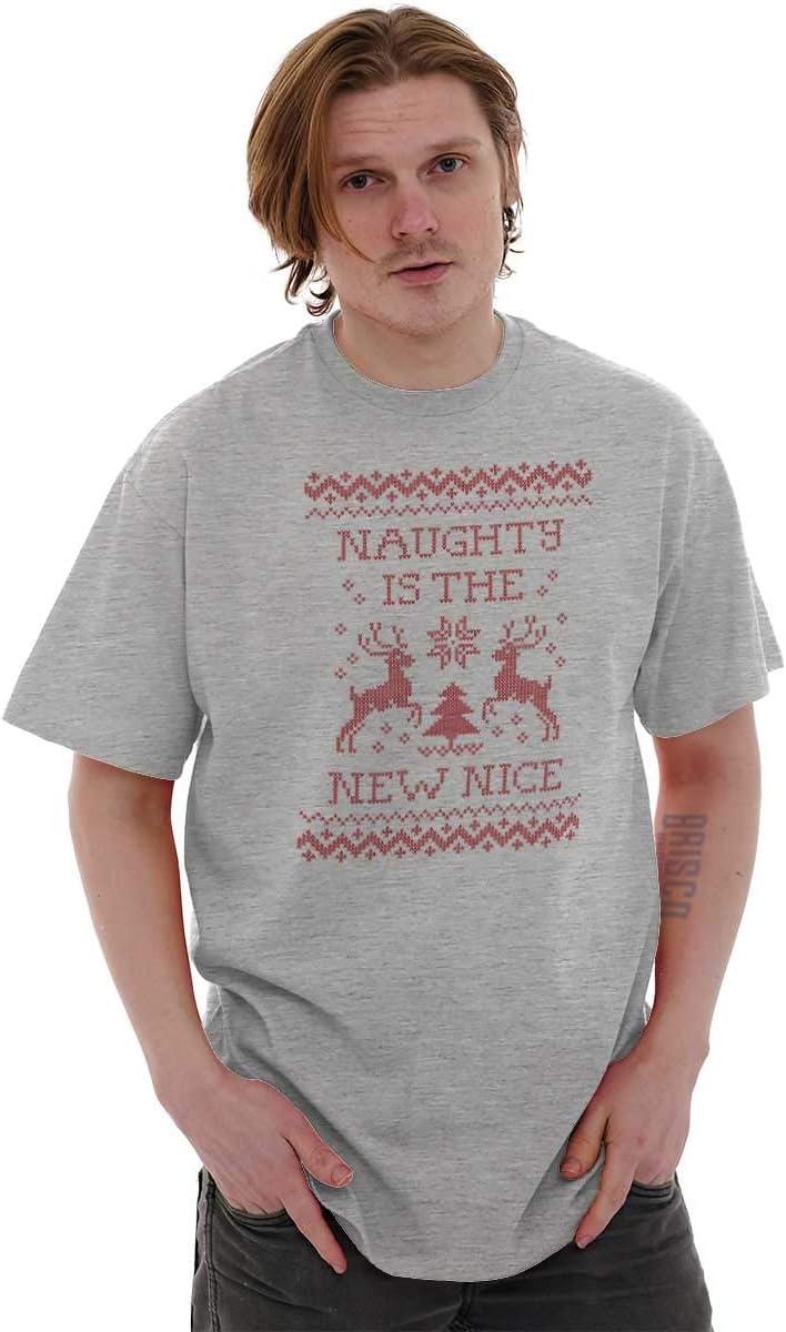 imageBrisco Brands Christmas Naughty is The New Nice Graphic T Shirt Men or WomenSport Grey