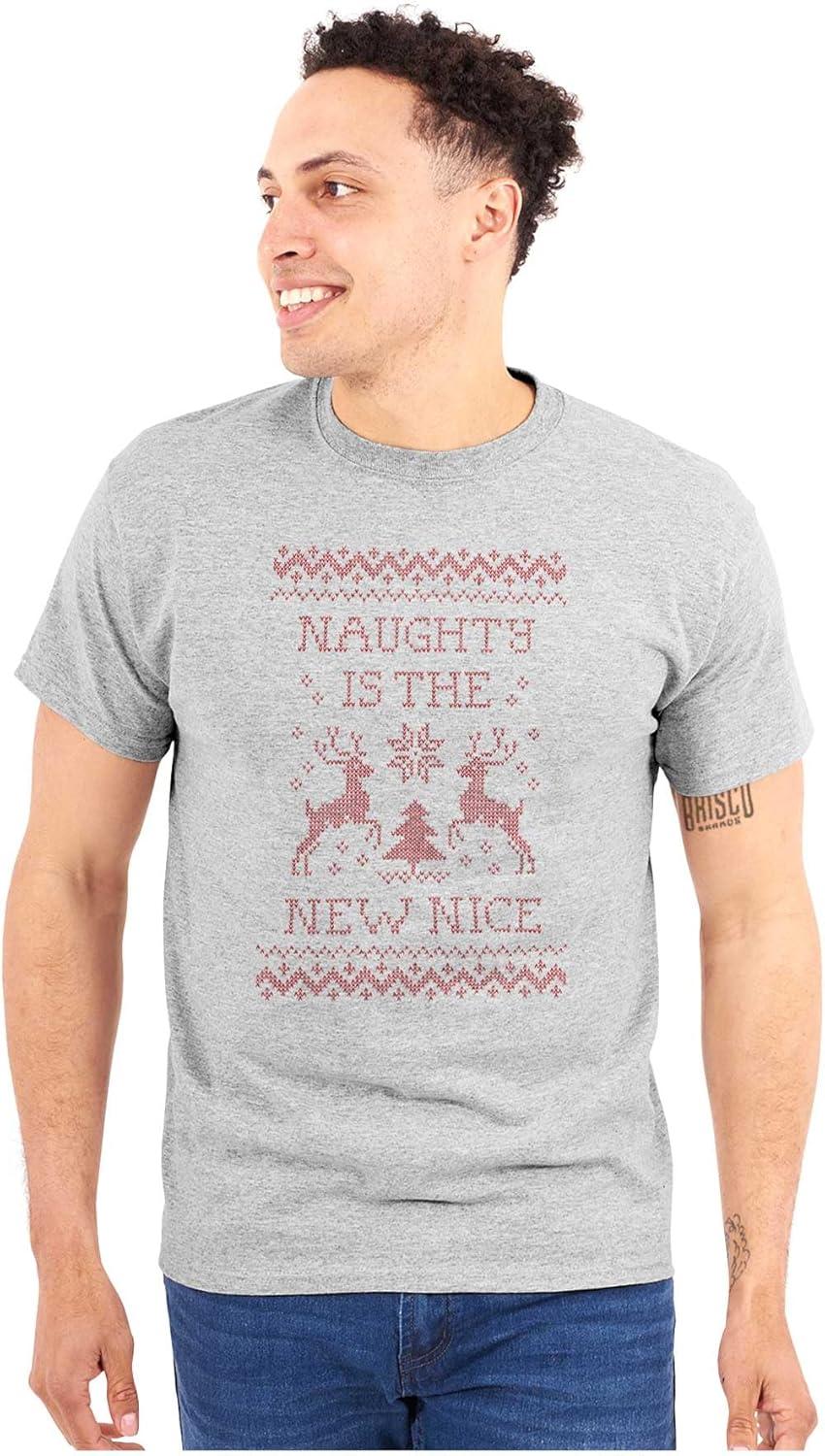imageBrisco Brands Christmas Naughty is The New Nice Graphic T Shirt Men or WomenSport Grey