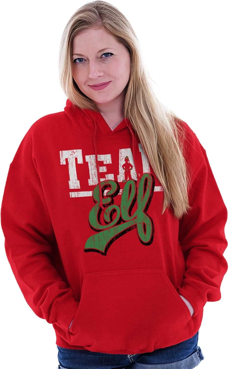 imageBrisco Brands Christmas Team Elf Santas Helper Hoodie Sweatshirt Women MenRed
