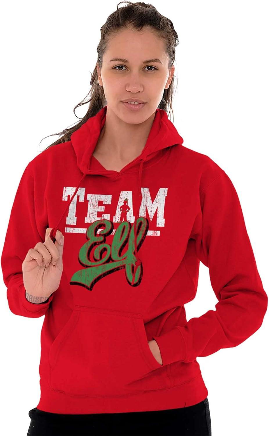 imageBrisco Brands Christmas Team Elf Santas Helper Hoodie Sweatshirt Women MenRed
