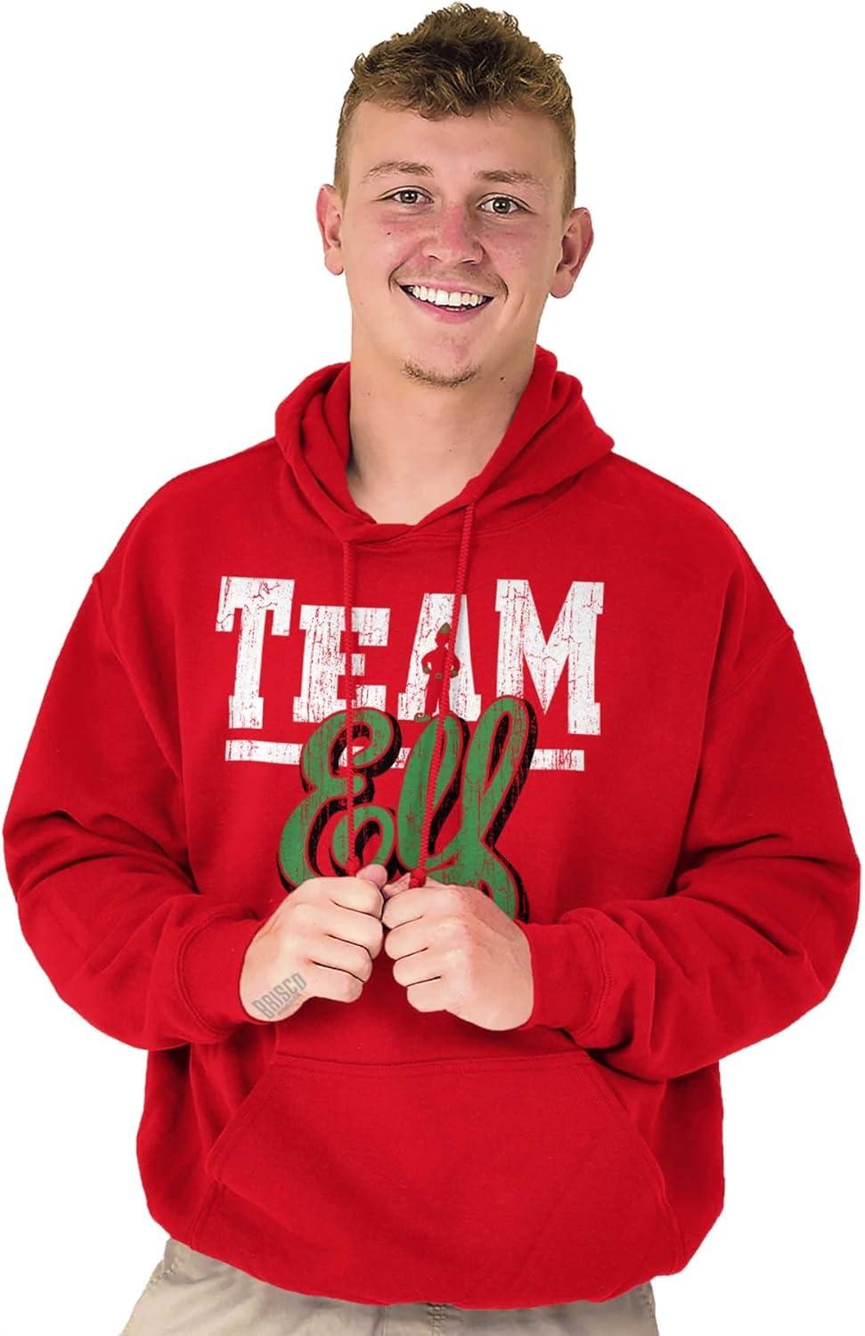 imageBrisco Brands Christmas Team Elf Santas Helper Hoodie Sweatshirt Women MenRed