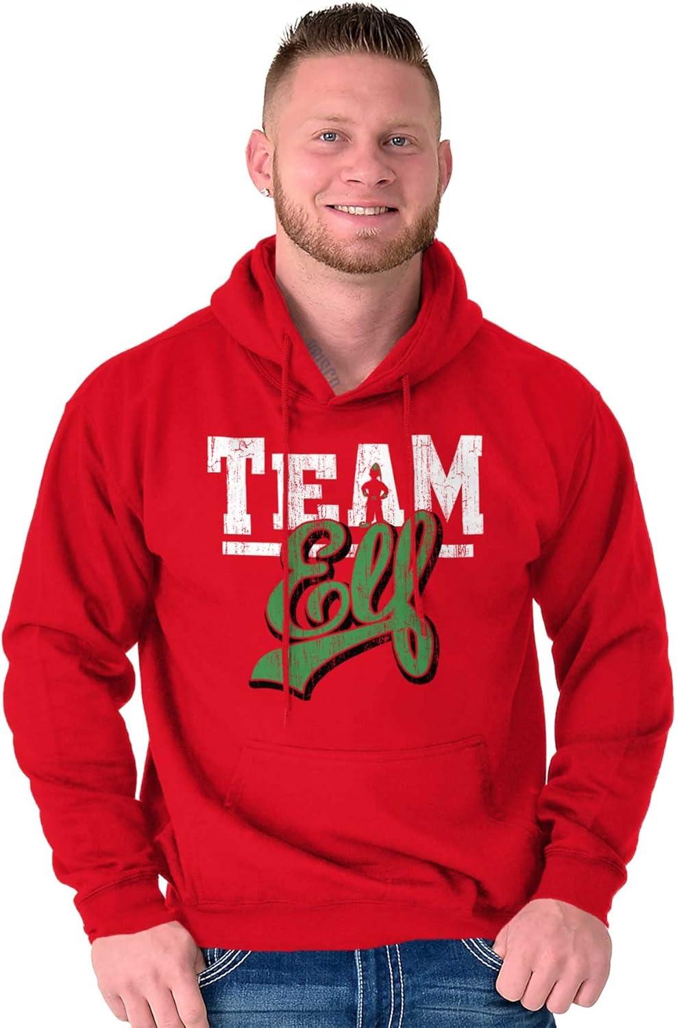 imageBrisco Brands Christmas Team Elf Santas Helper Hoodie Sweatshirt Women MenRed