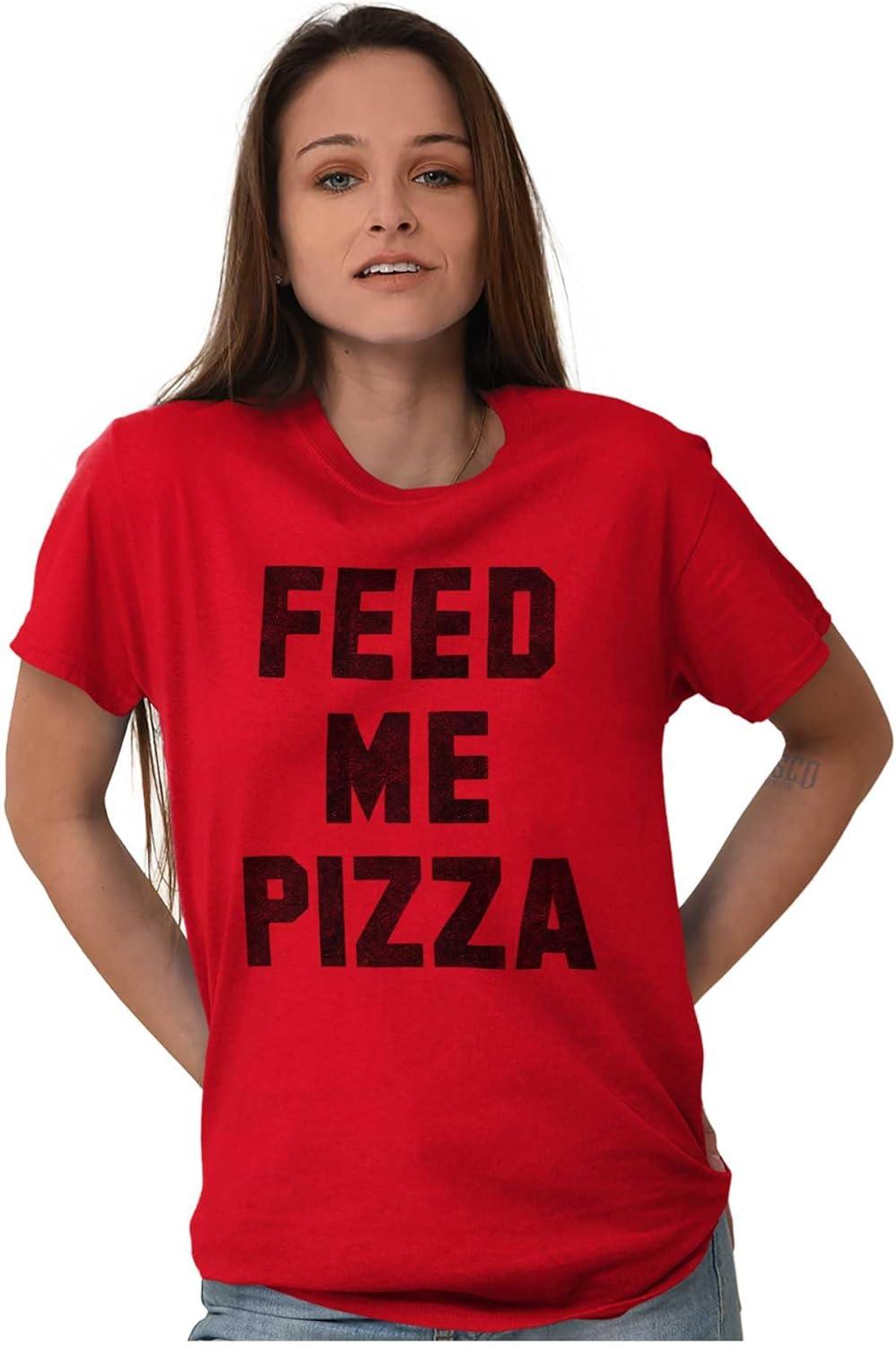 imageBrisco Brands Feed Me Pizza Graphic T Shirt Men or WomenAntique Cherry Red