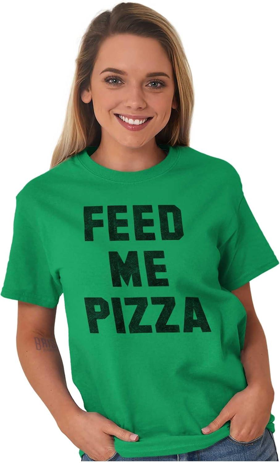 imageBrisco Brands Feed Me Pizza Graphic T Shirt Men or WomenAntique Irish Green
