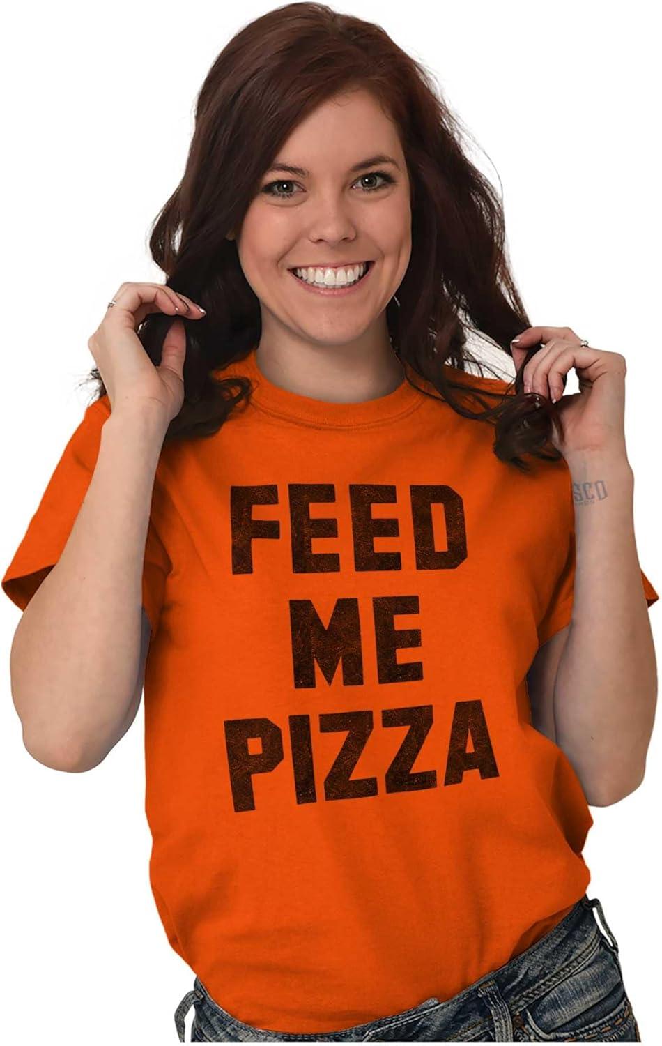 imageBrisco Brands Feed Me Pizza Graphic T Shirt Men or WomenAntique Orange