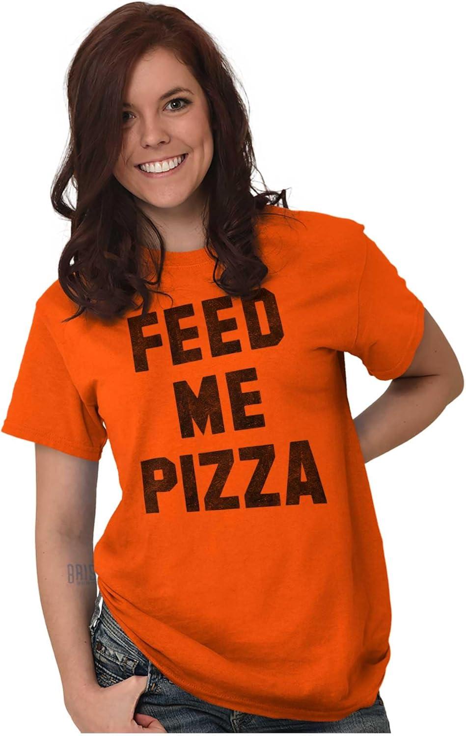imageBrisco Brands Feed Me Pizza Graphic T Shirt Men or WomenAntique Orange