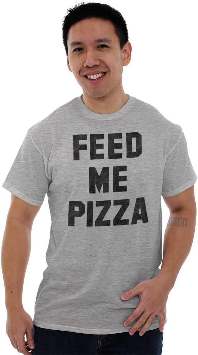 imageBrisco Brands Feed Me Pizza Graphic T Shirt Men or WomenSport Grey