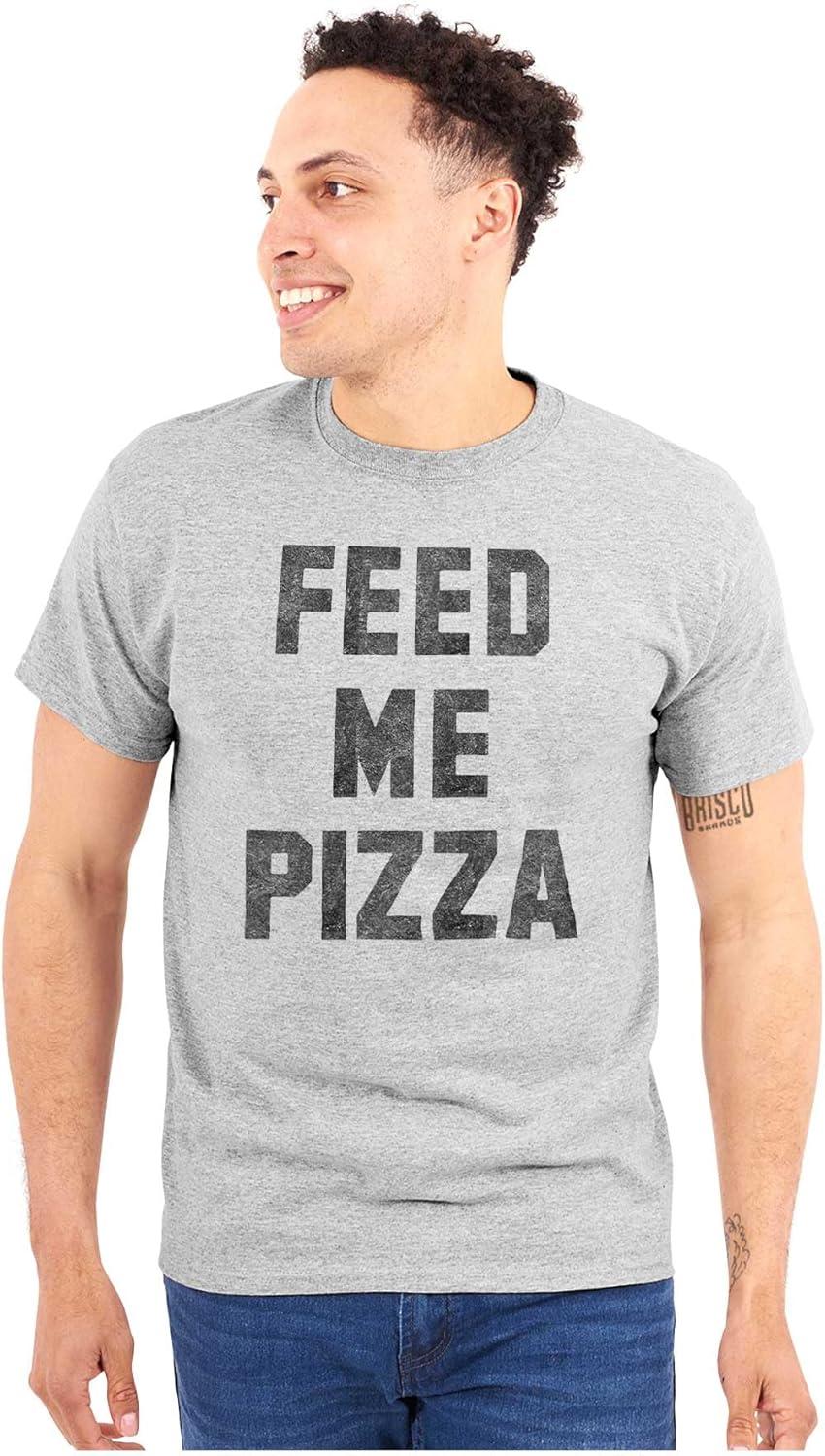imageBrisco Brands Feed Me Pizza Graphic T Shirt Men or WomenSport Grey