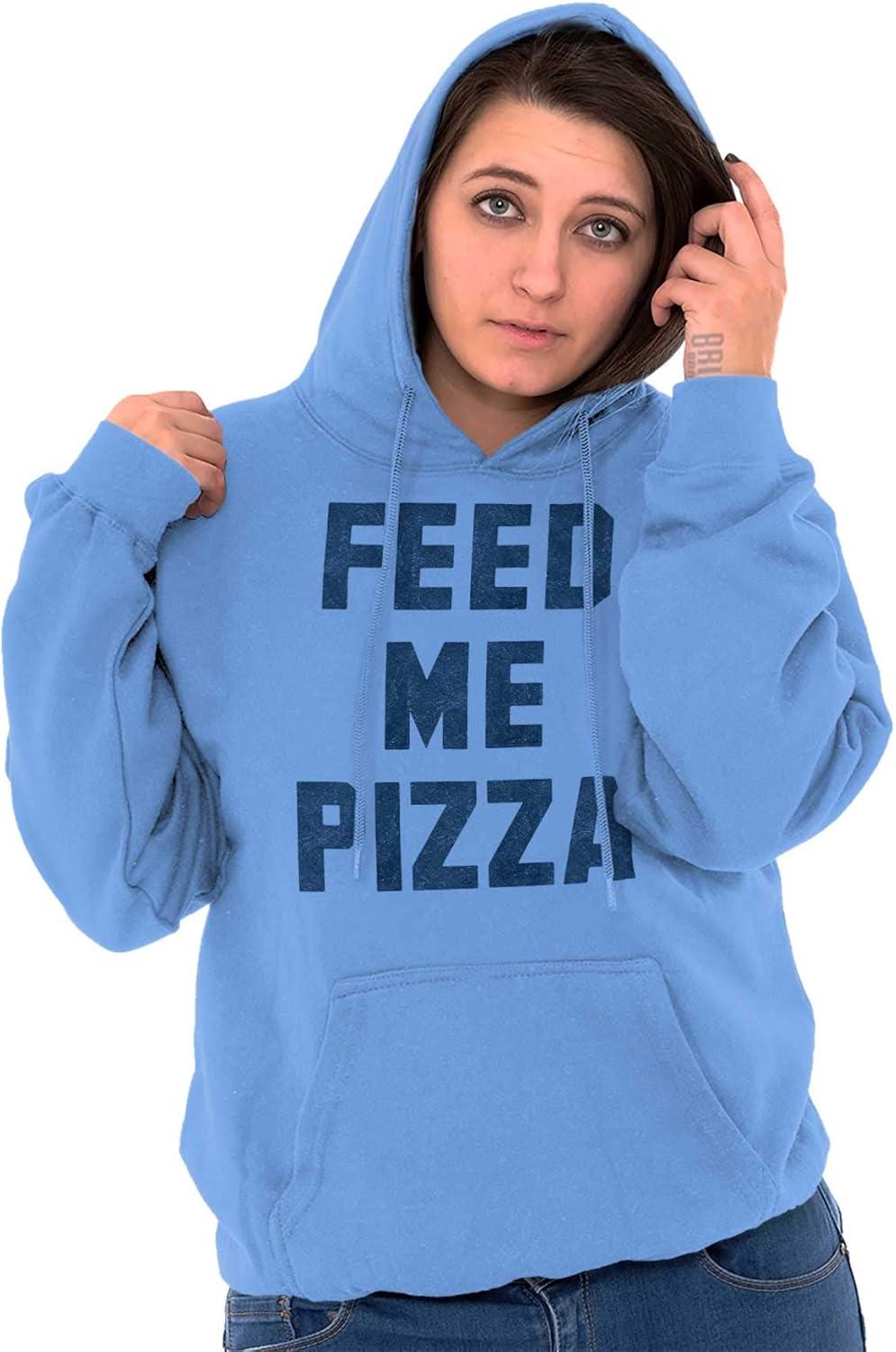imageBrisco Brands Feed Me Pizza Hoodie Sweatshirt Women MenCarolina Blue