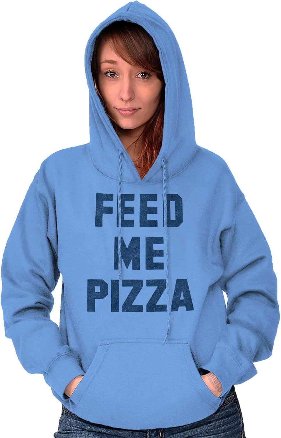 imageBrisco Brands Feed Me Pizza Hoodie Sweatshirt Women MenCarolina Blue