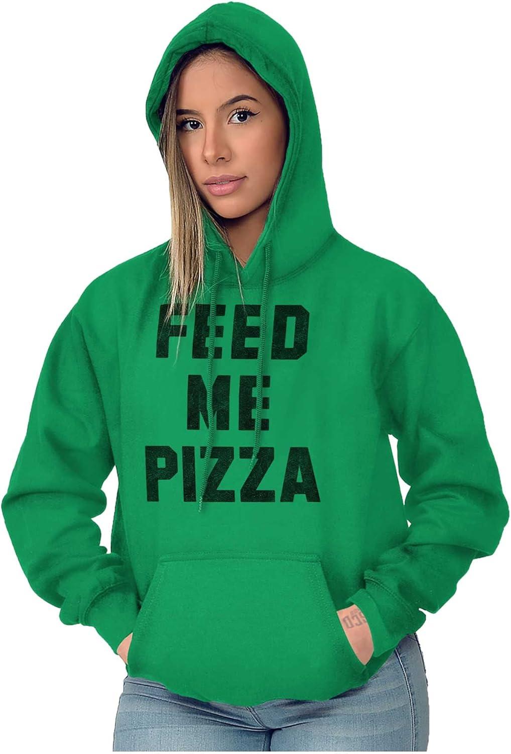 imageBrisco Brands Feed Me Pizza Hoodie Sweatshirt Women MenIrish Green