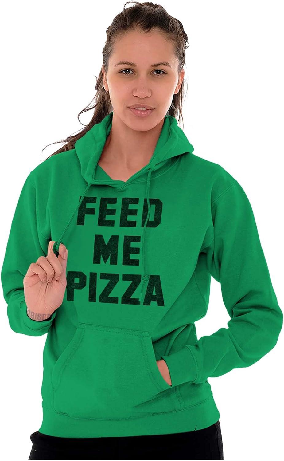 imageBrisco Brands Feed Me Pizza Hoodie Sweatshirt Women MenIrish Green
