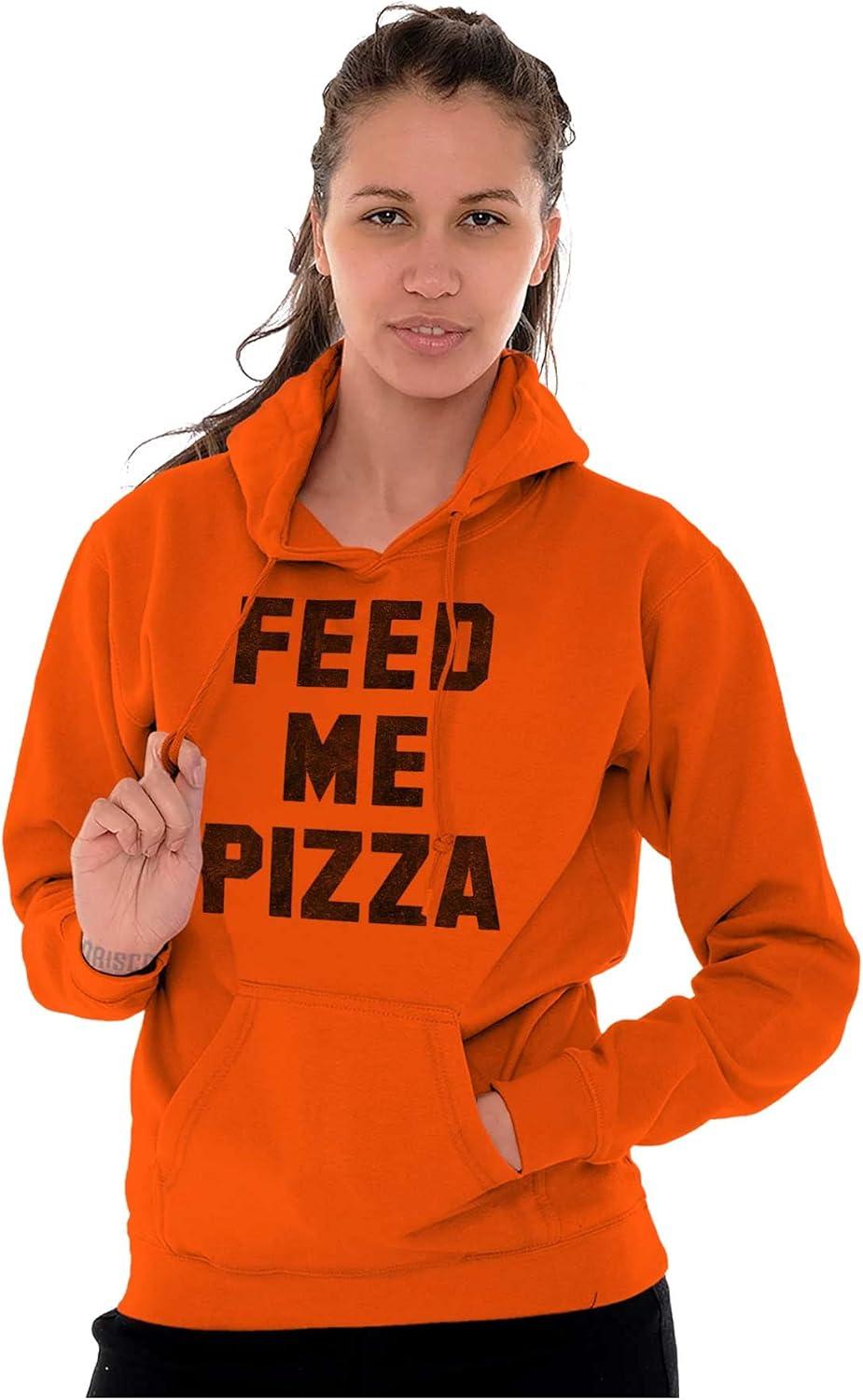 imageBrisco Brands Feed Me Pizza Hoodie Sweatshirt Women MenOrange