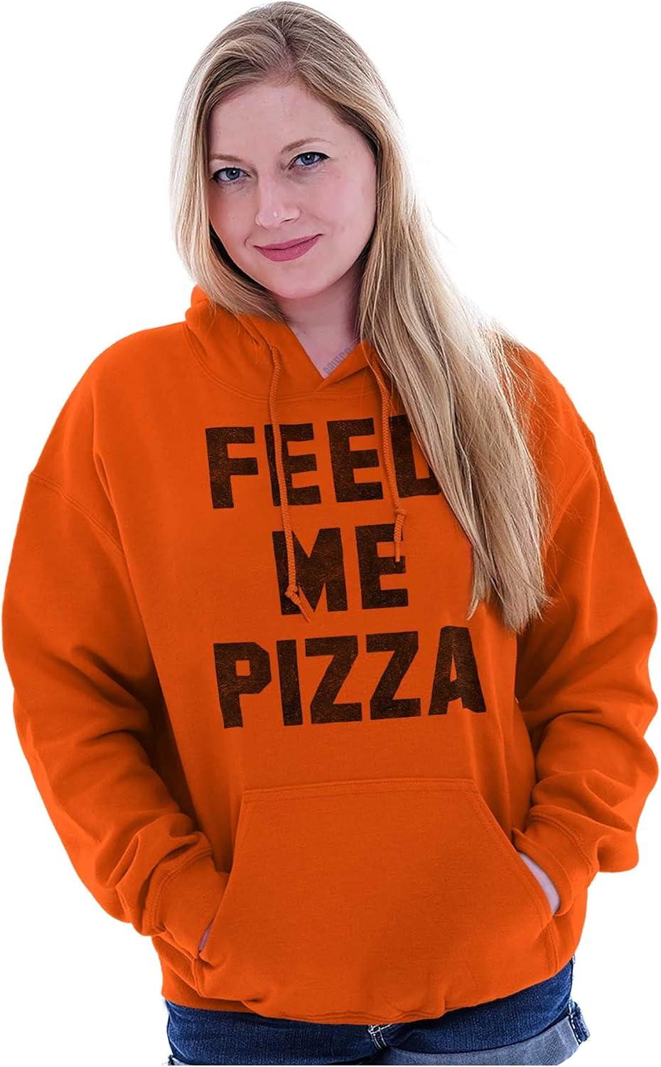 imageBrisco Brands Feed Me Pizza Hoodie Sweatshirt Women MenOrange