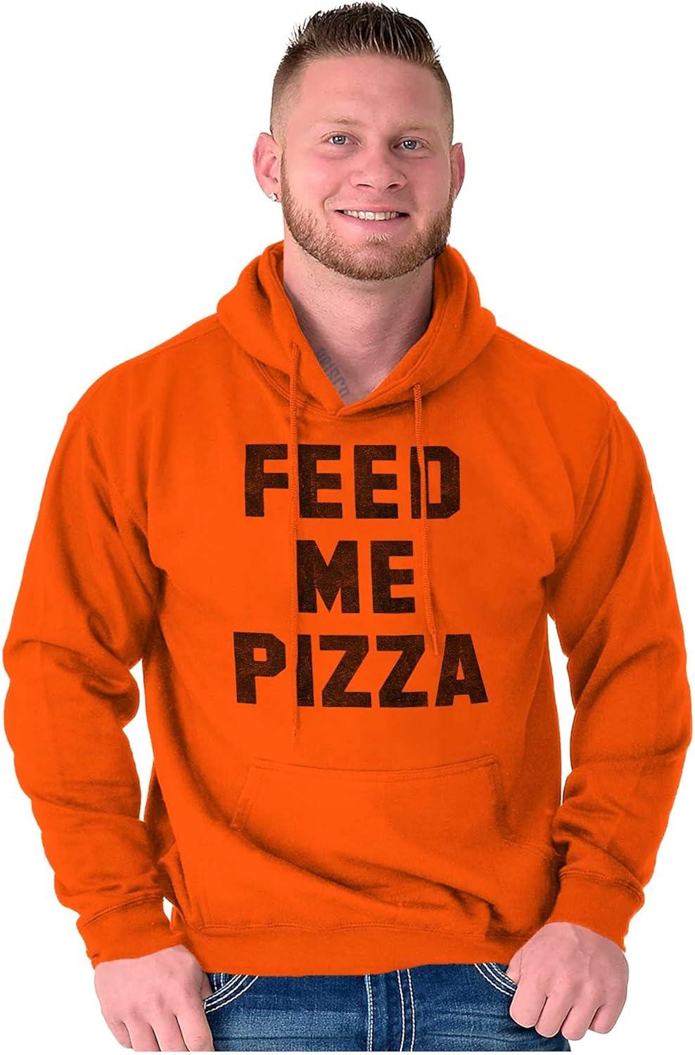 imageBrisco Brands Feed Me Pizza Hoodie Sweatshirt Women MenOrange