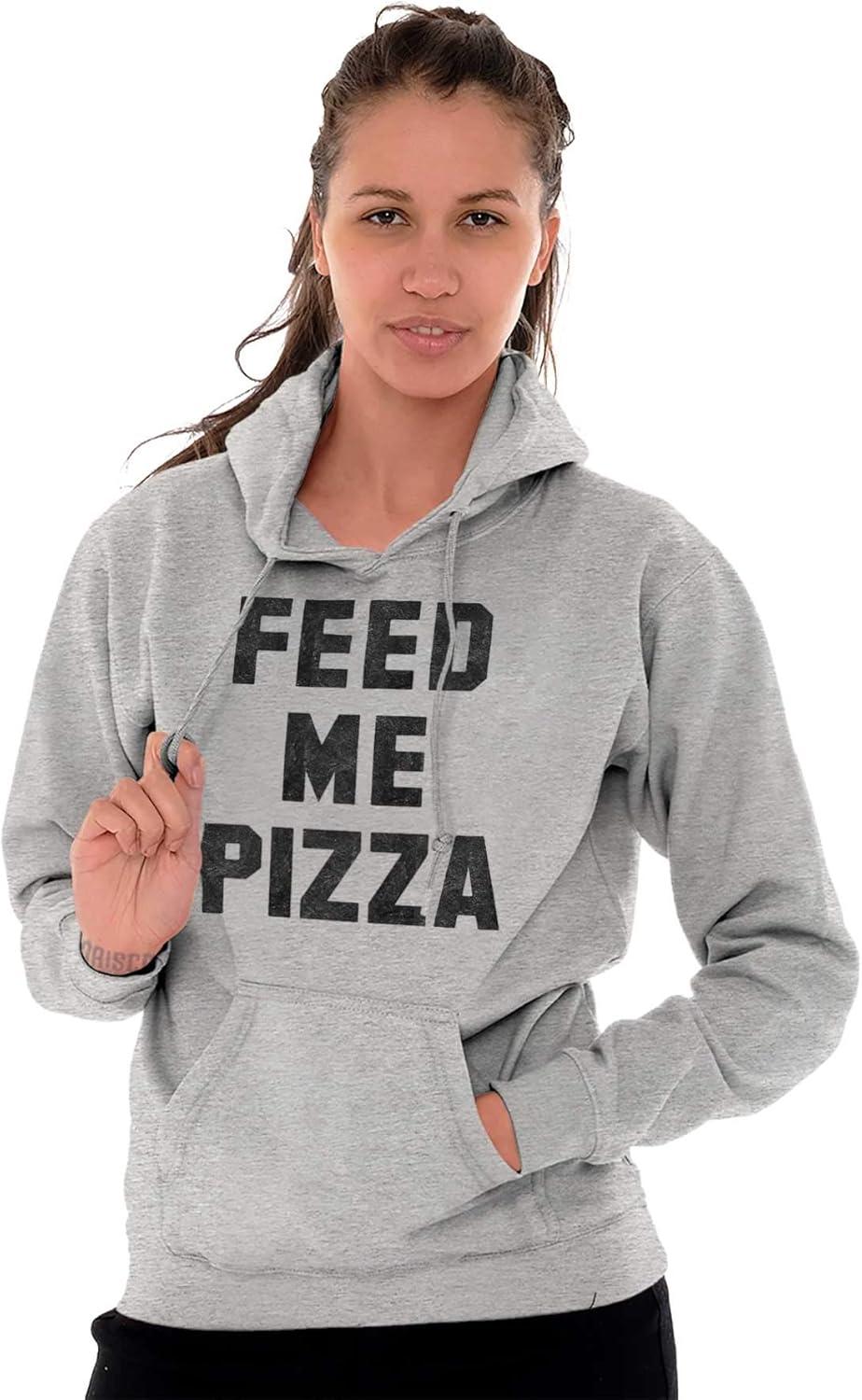 imageBrisco Brands Feed Me Pizza Hoodie Sweatshirt Women MenSport Grey
