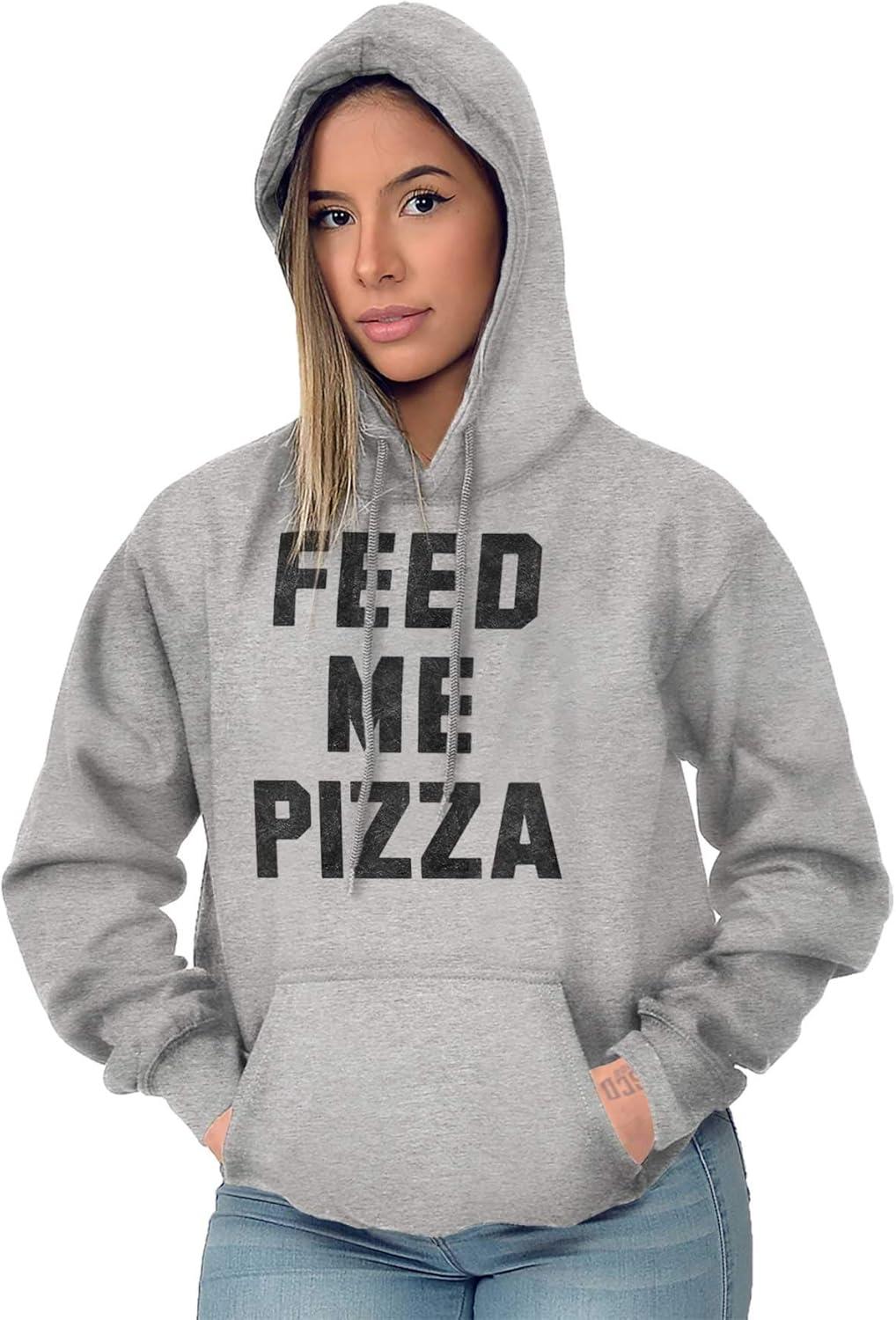 imageBrisco Brands Feed Me Pizza Hoodie Sweatshirt Women MenSport Grey