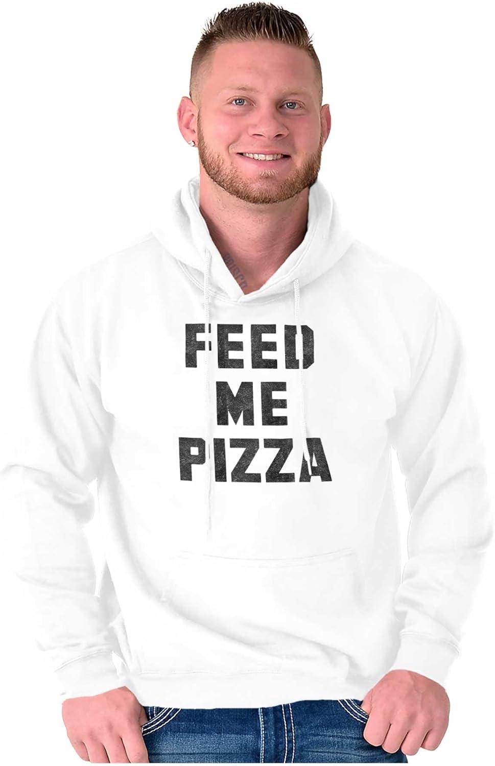 imageBrisco Brands Feed Me Pizza Hoodie Sweatshirt Women MenWhite