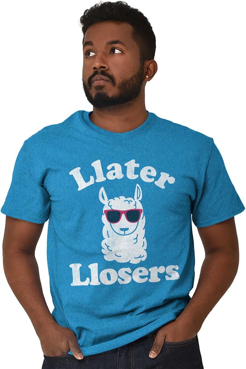 imageBrisco Brands Llater Losers Nerdy Geeky Cute Llama Graphic T Shirt Men or Women Heather Sapphire