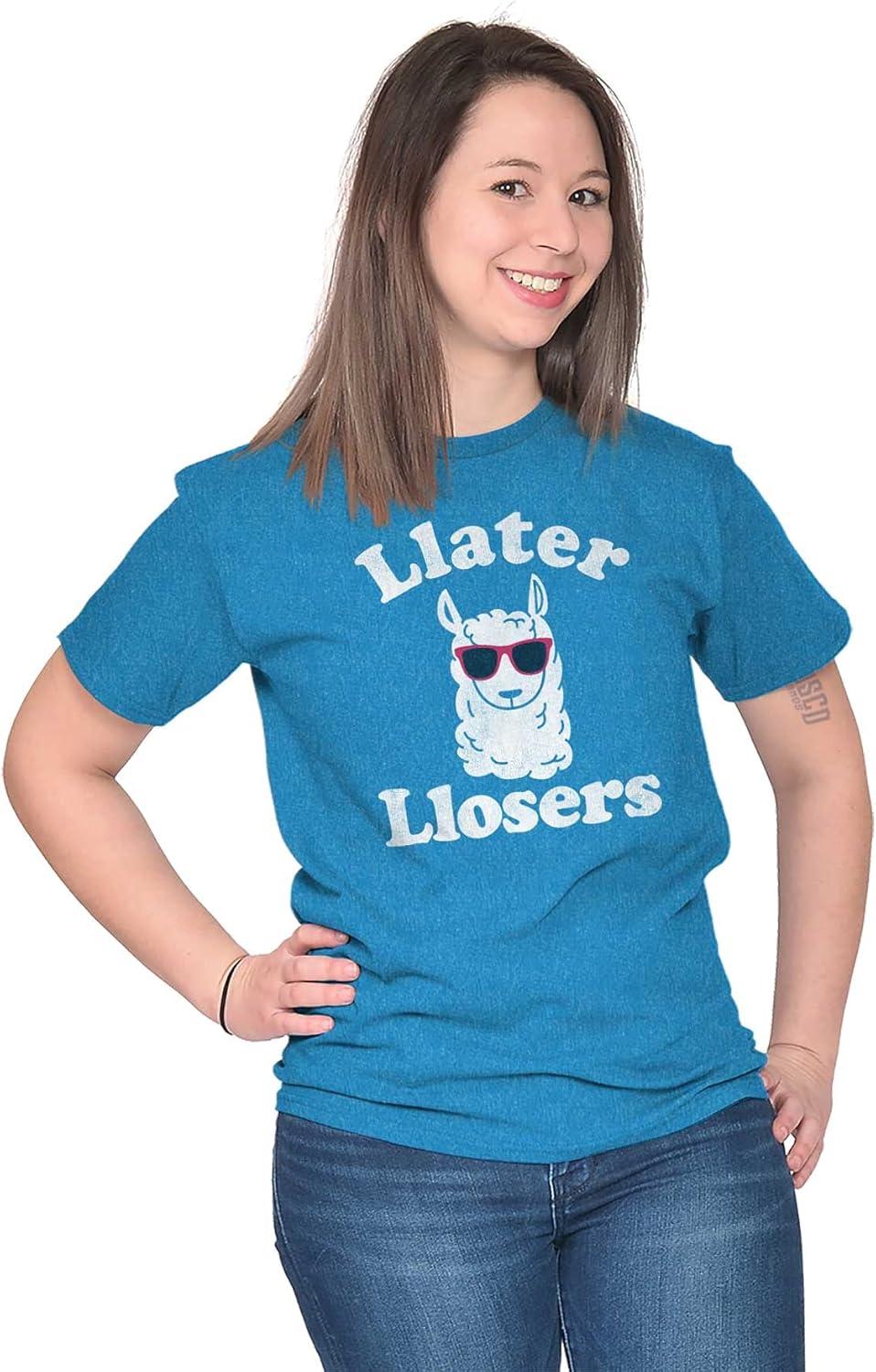 imageBrisco Brands Llater Losers Nerdy Geeky Cute Llama Graphic T Shirt Men or Women Heather Sapphire