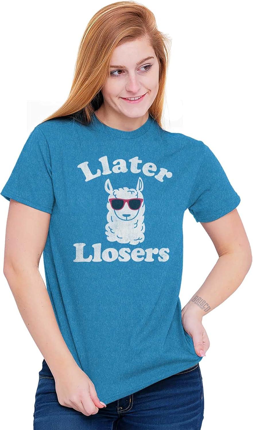 imageBrisco Brands Llater Losers Nerdy Geeky Cute Llama Graphic T Shirt Men or Women Heather Sapphire