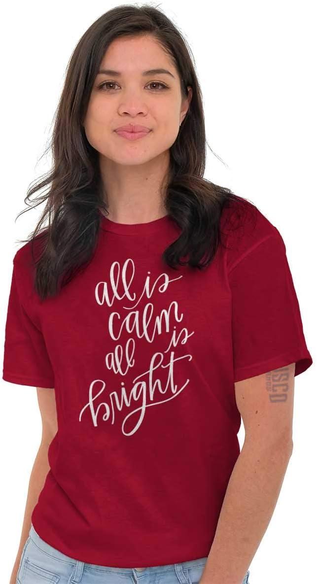 imageChristmas All Calm and Bright Womens Graphic T Shirt TeesCardinal Red