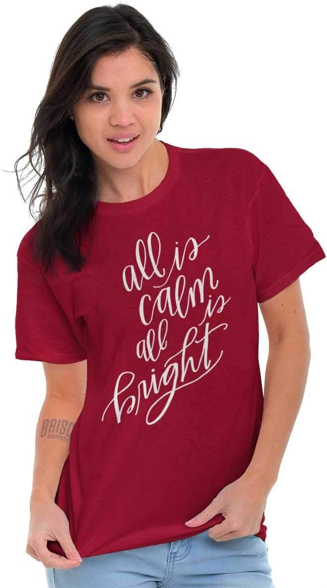 imageChristmas All Calm and Bright Womens Graphic T Shirt TeesCardinal Red