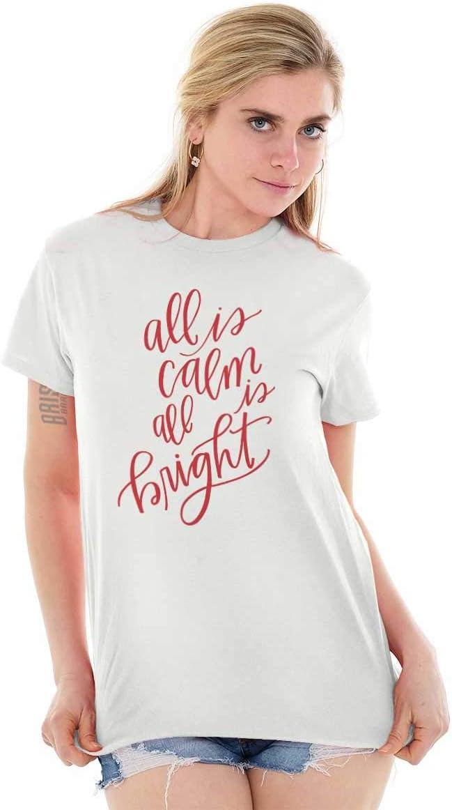 imageChristmas All Calm and Bright Womens Graphic T Shirt TeesWhite