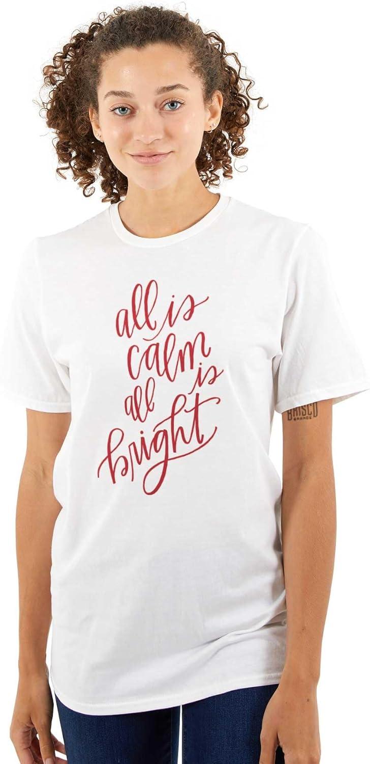 imageChristmas All Calm and Bright Womens Graphic T Shirt TeesWhite