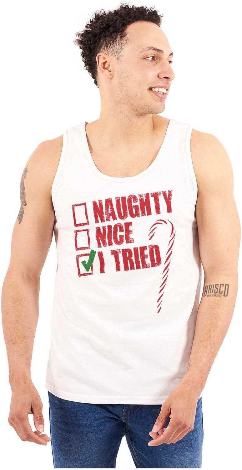 imageClassic Teaze Xmas Checklist Naughty Nice Tried Tank Top T Shirts Men WomenWhite