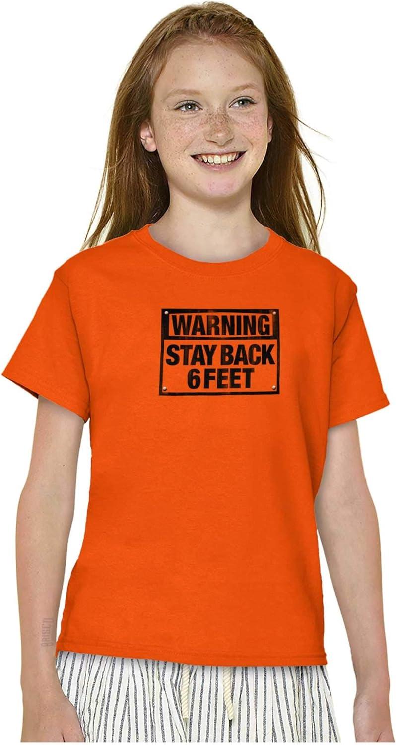 imageStay 6Feet Back Social Distance Funny Crewneck T Shirts Boy GirlOrange