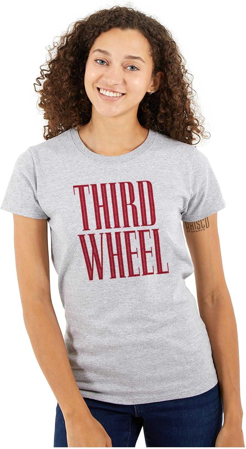 imageThird Wheel Funny Sarcastic Dating Womens Slim Fit Graphic TeeSport Grey