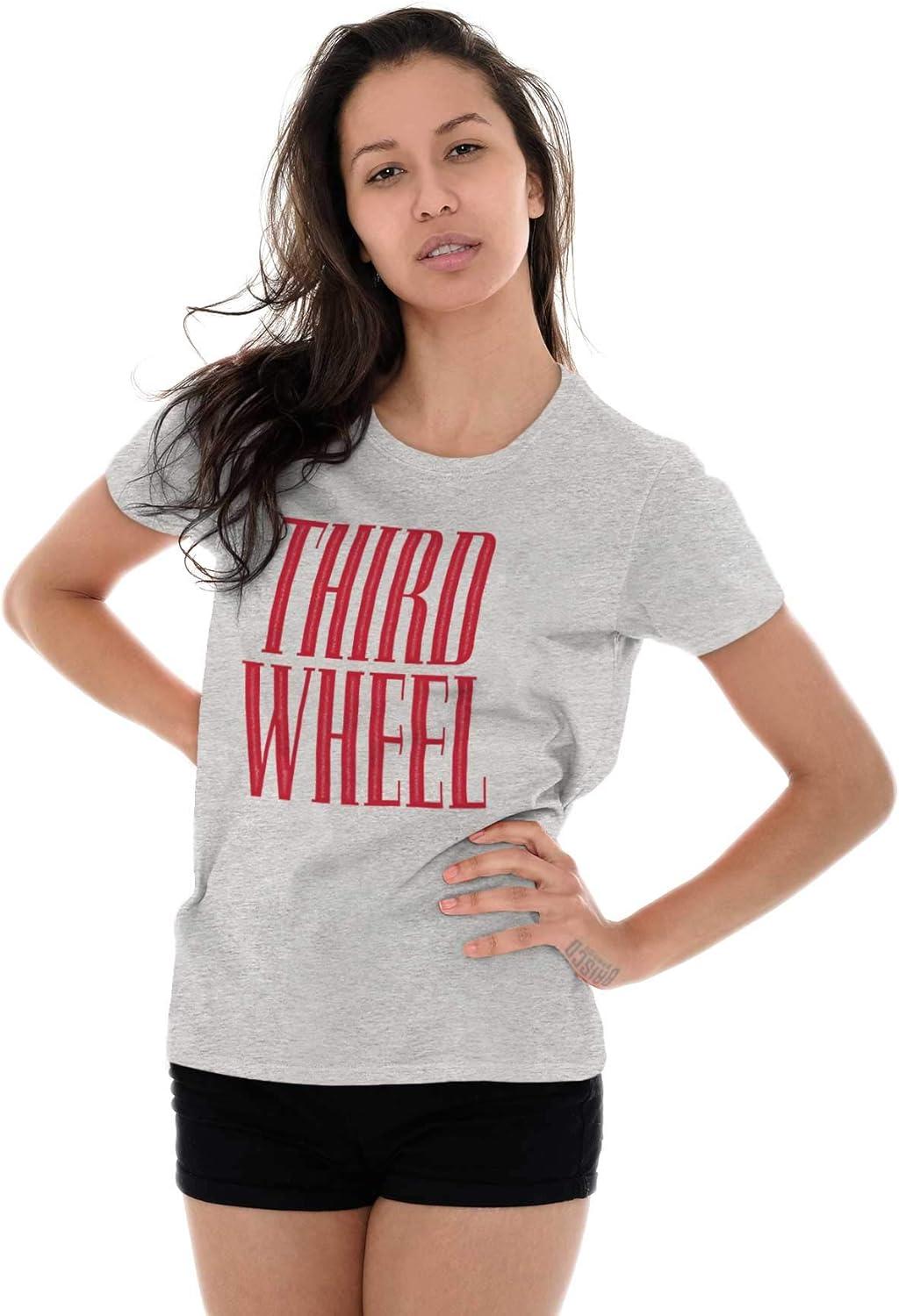 imageThird Wheel Funny Sarcastic Dating Womens Slim Fit Graphic TeeSport Grey